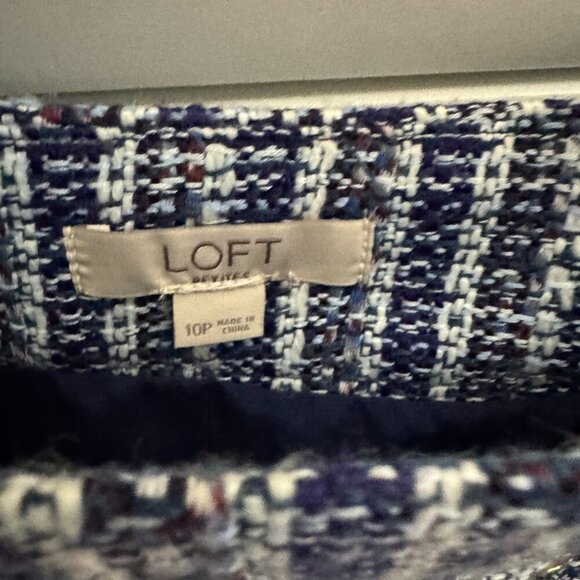 LOFT Petite Blue Tweed Zip Front Mini Skirt – Size 10P - Picture 5 of 5